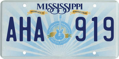 MS license plate AHA919