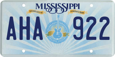 MS license plate AHA922