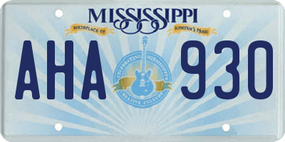 MS license plate AHA930