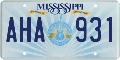MS license plate AHA931