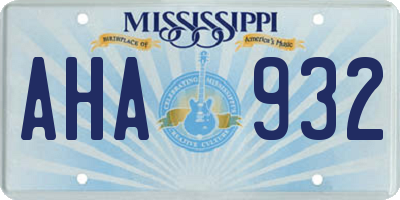 MS license plate AHA932