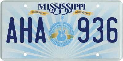 MS license plate AHA936