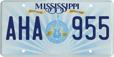 MS license plate AHA955