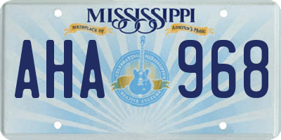 MS license plate AHA968