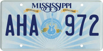 MS license plate AHA972