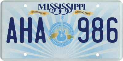 MS license plate AHA986