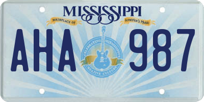 MS license plate AHA987