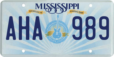 MS license plate AHA989