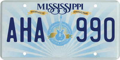 MS license plate AHA990
