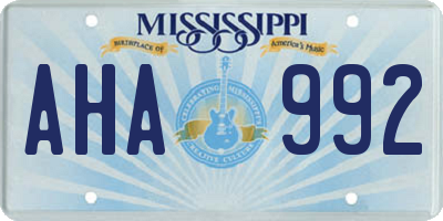 MS license plate AHA992