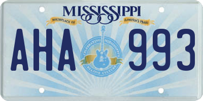 MS license plate AHA993
