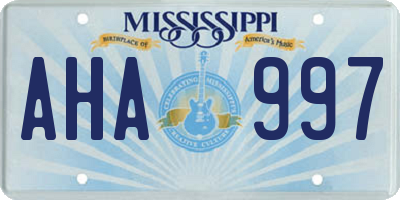 MS license plate AHA997