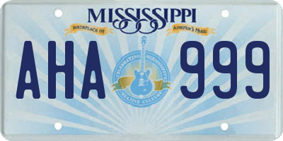 MS license plate AHA999