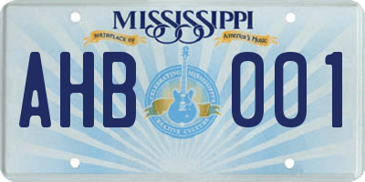 MS license plate AHB001