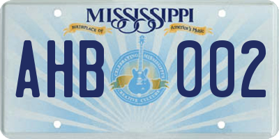 MS license plate AHB002