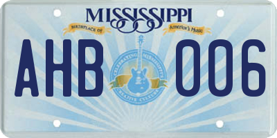 MS license plate AHB006