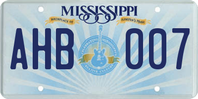 MS license plate AHB007