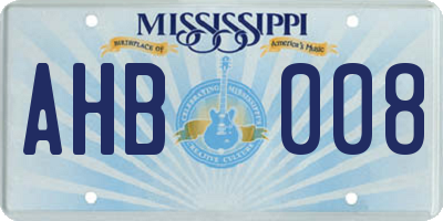 MS license plate AHB008