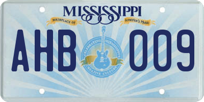 MS license plate AHB009