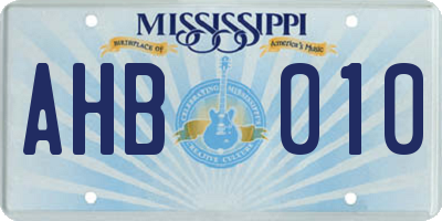 MS license plate AHB010