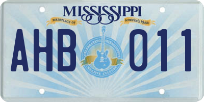 MS license plate AHB011