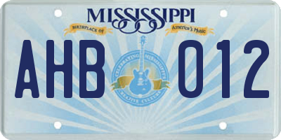 MS license plate AHB012