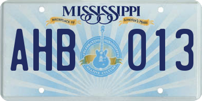 MS license plate AHB013