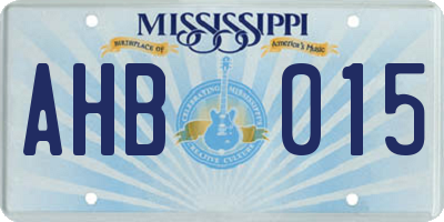MS license plate AHB015