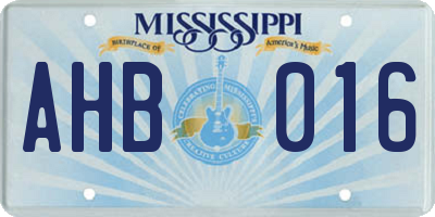 MS license plate AHB016