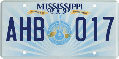 MS license plate AHB017