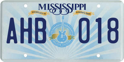 MS license plate AHB018