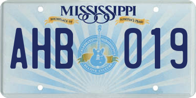 MS license plate AHB019