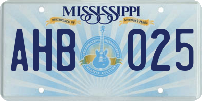 MS license plate AHB025