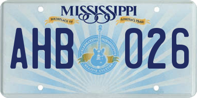MS license plate AHB026