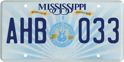MS license plate AHB033