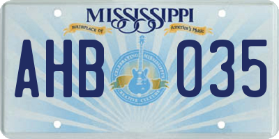 MS license plate AHB035