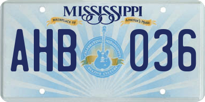 MS license plate AHB036