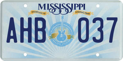 MS license plate AHB037