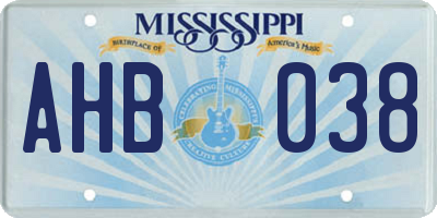 MS license plate AHB038