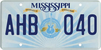 MS license plate AHB040