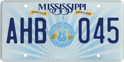 MS license plate AHB045