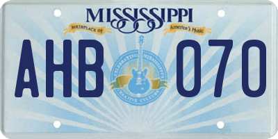 MS license plate AHB070
