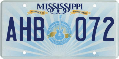 MS license plate AHB072