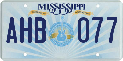 MS license plate AHB077