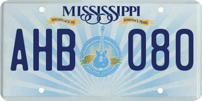 MS license plate AHB080