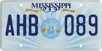 MS license plate AHB089