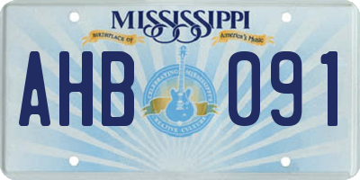 MS license plate AHB091