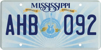 MS license plate AHB092