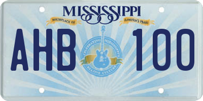 MS license plate AHB100