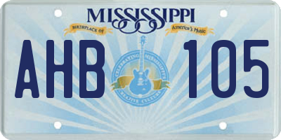 MS license plate AHB105